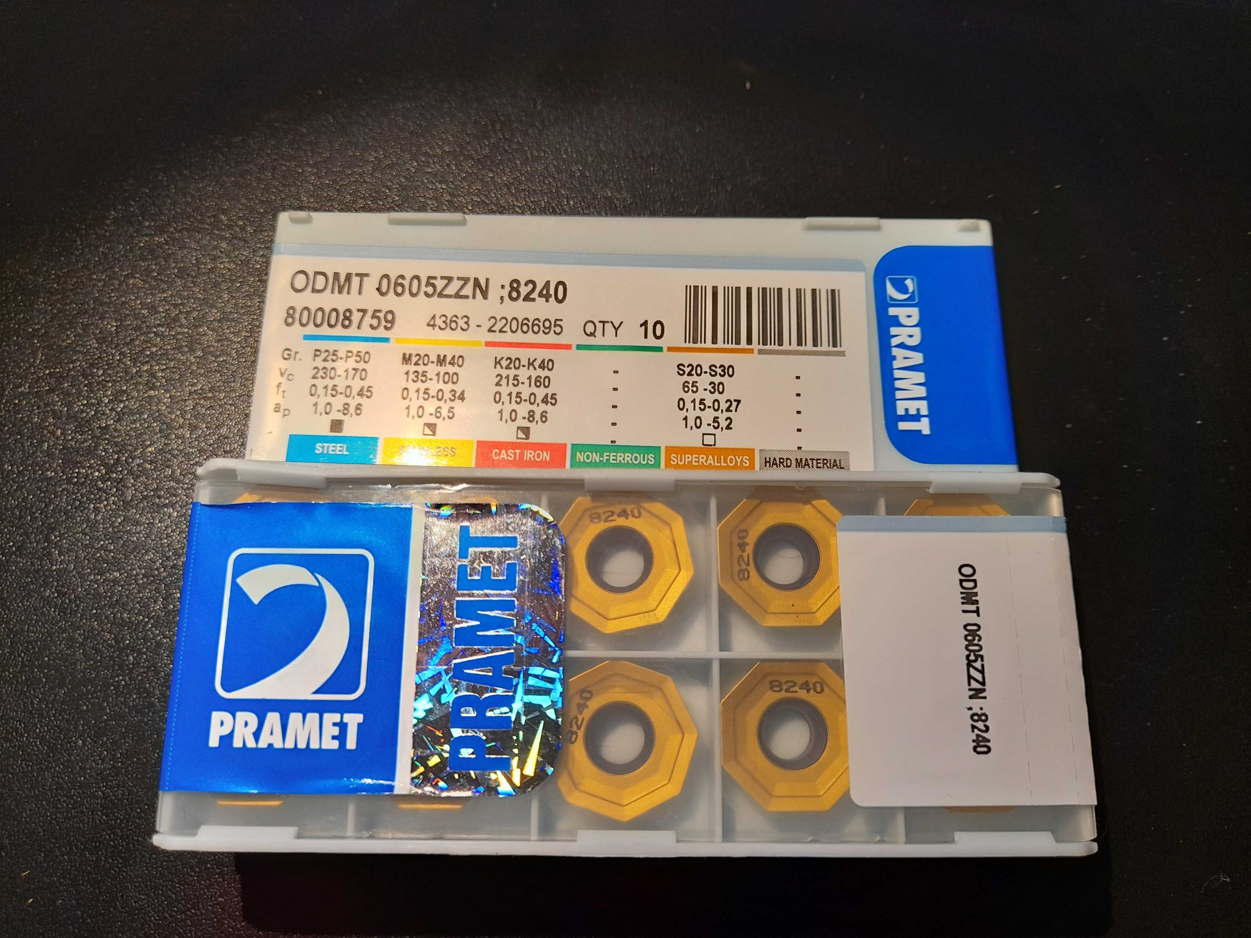 Płytki skrawające, frezarskie, frezy. Pramet (ODMT)