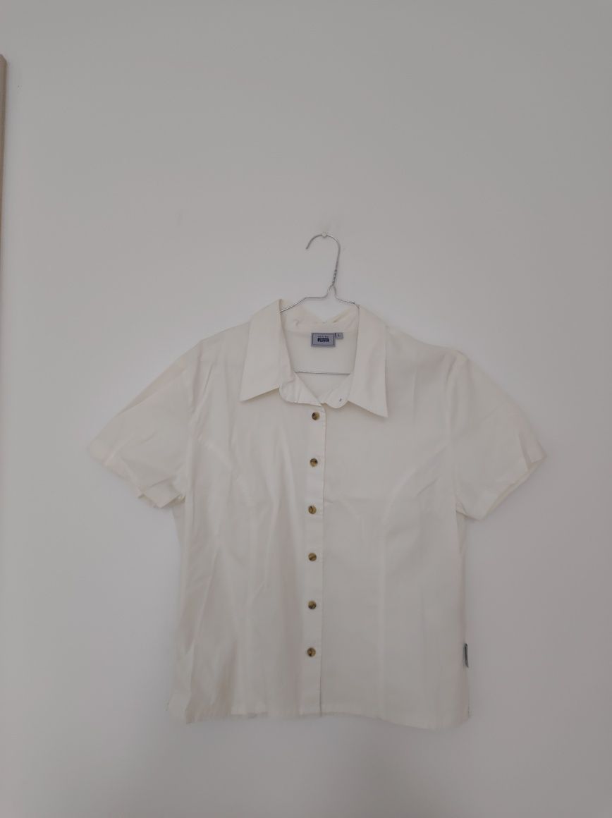 Original Puffa biała koszula damska na krótki rękaw rozmiar L