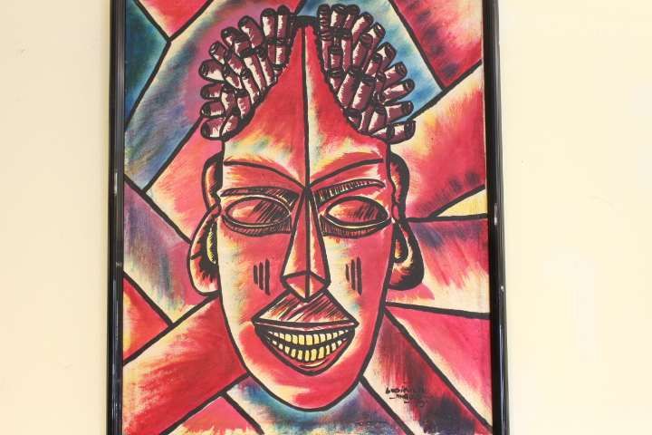 Quadro de Lusikila Óleo s Tela "Máscara" Angolano assinado e datado