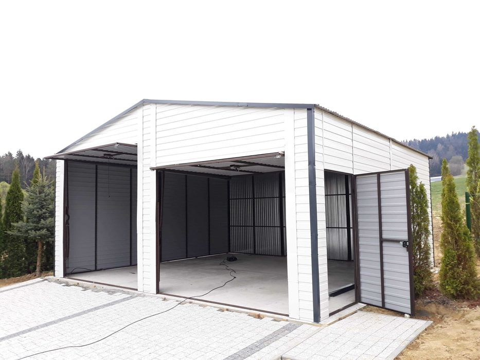 Garaże blaszane, Hale, Wiaty, Domki ogrodnicze