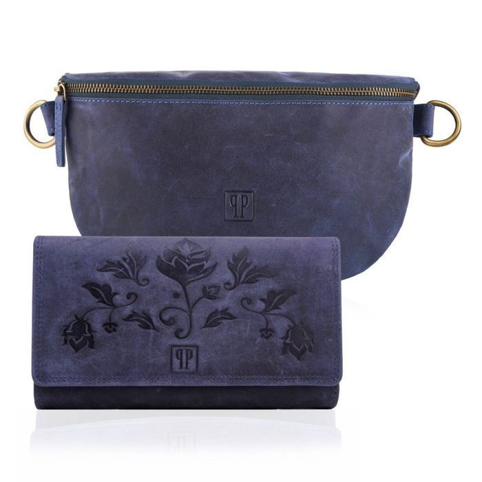 Zestaw ZUP-56-DB saszetka damska T-36-DB portfel skórzany T-05-DB