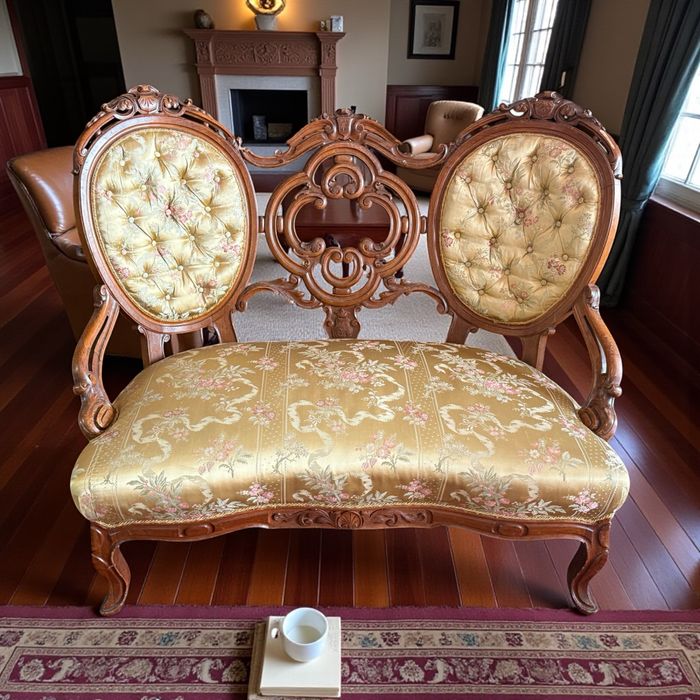 Fotel dwuosobowy w stylu Ludwik Filip – DOWÓZ DO DOMU