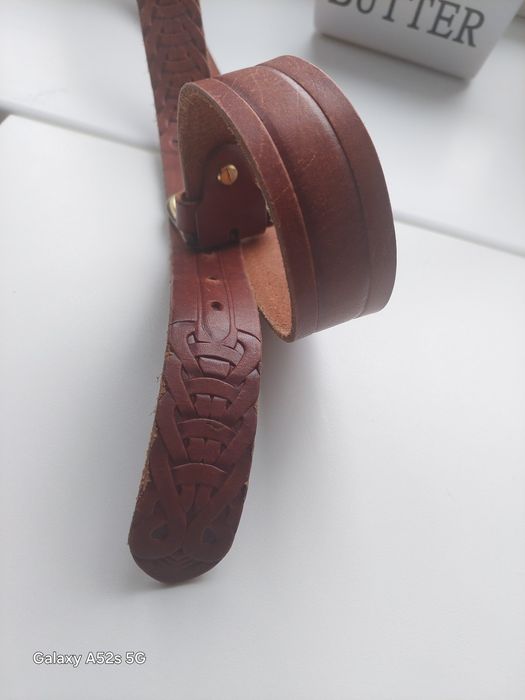 Męski wytłaczany, skórzany pasek