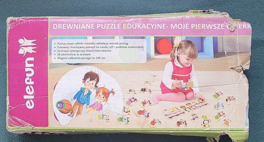Drewniane puzzle edukacyjne cyferki Elefun