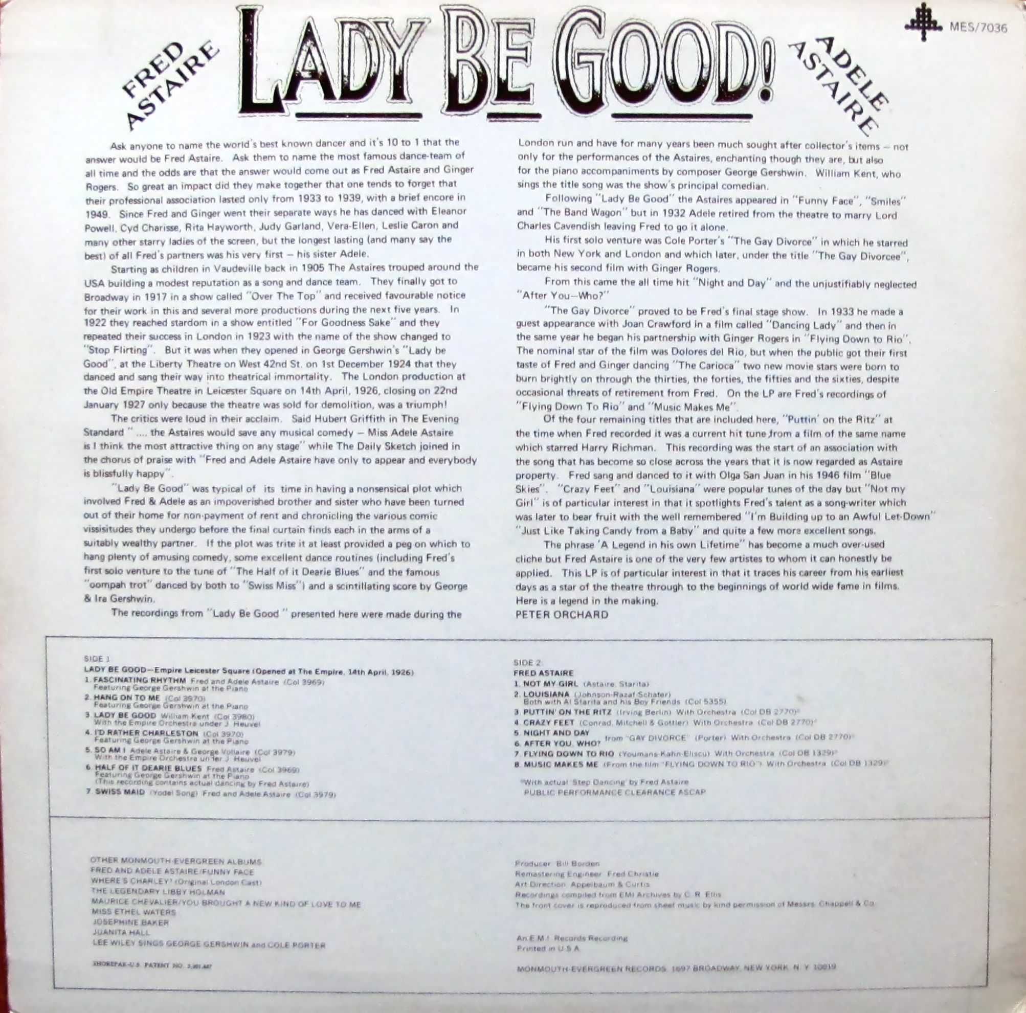 Lady Be Good! ~ płyta vinyl ~MES/7036 ~ stan bdb