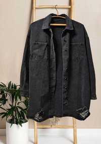 Джинсовый удлиненный пиджак-куртка оверсайз Shein графит, р. One size