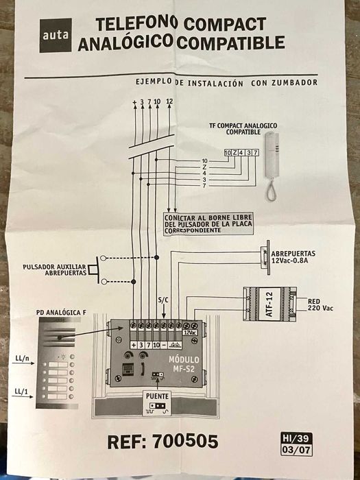 Intercomunicador Telefone Porteiro Compact Analogico AUTA 700505