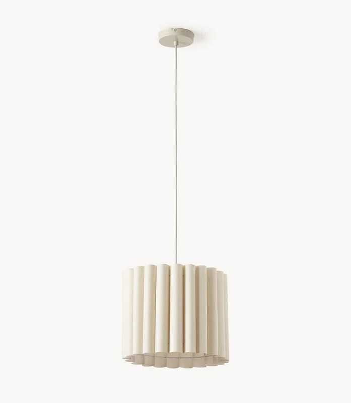 Designerska lampa wisząca z lnu Lucina Jasny beż Ø35xH31cm