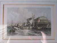 Staloryt Stary Piekny Oryg - Portsmouth Harbour - 1836 anglia