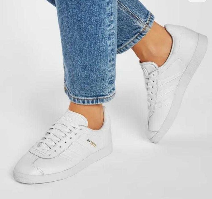 Жіночі кросівки кеди білі adidas gazelle leather white