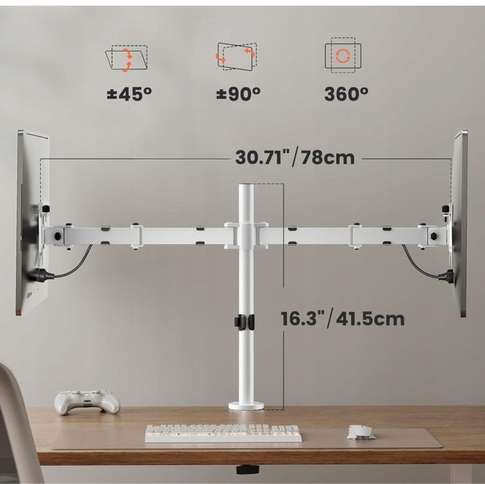 Uchwyt na DWA MONITORY ERGEAR EGCM1W 13"- 32'' 8KG Biały