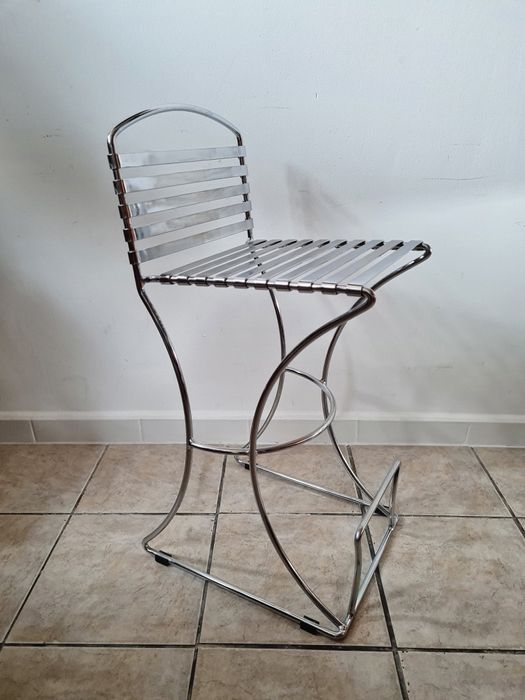 Hokery, stołki barowe, chromowane,Bauhaus,lata 80/90,mid-century