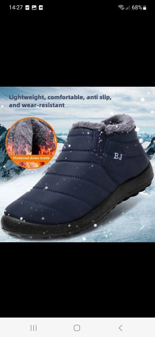 Nowe buty męskie 42/43 granatowe śniegowce zimowe wodoodporne tanio