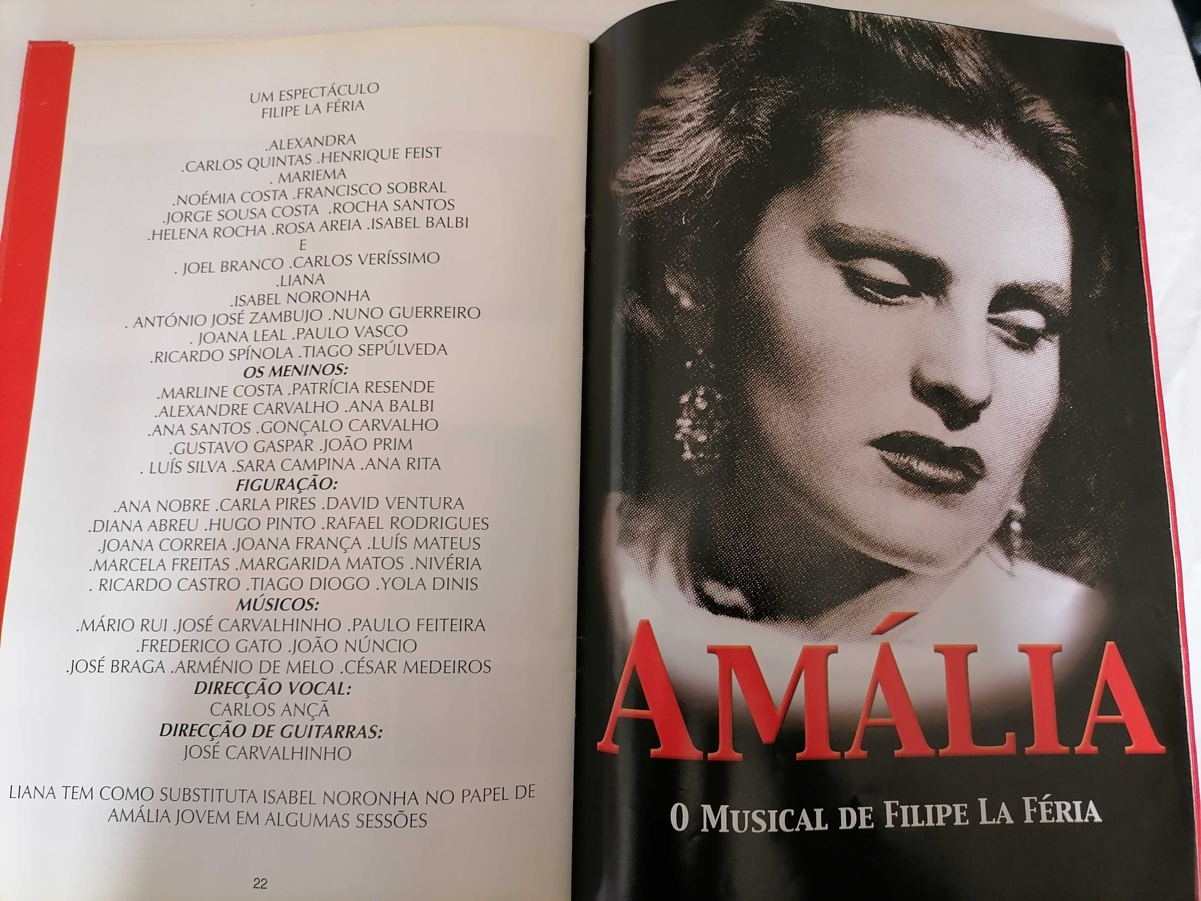 AMÁLIA Programa e Bilhete Musical de LA Féria Teatro Politeama 2001