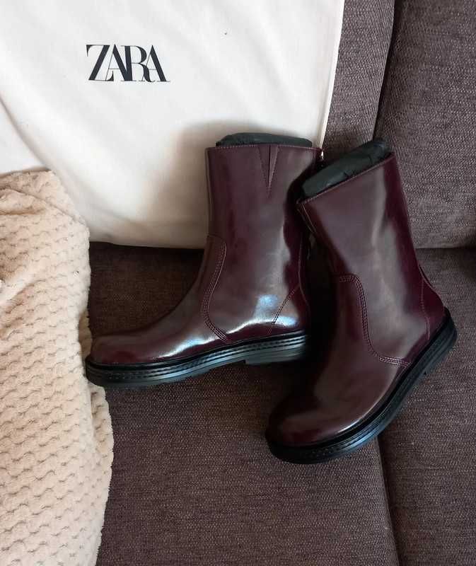 Botki Zara, burgundowe, rozm. 37, Zara