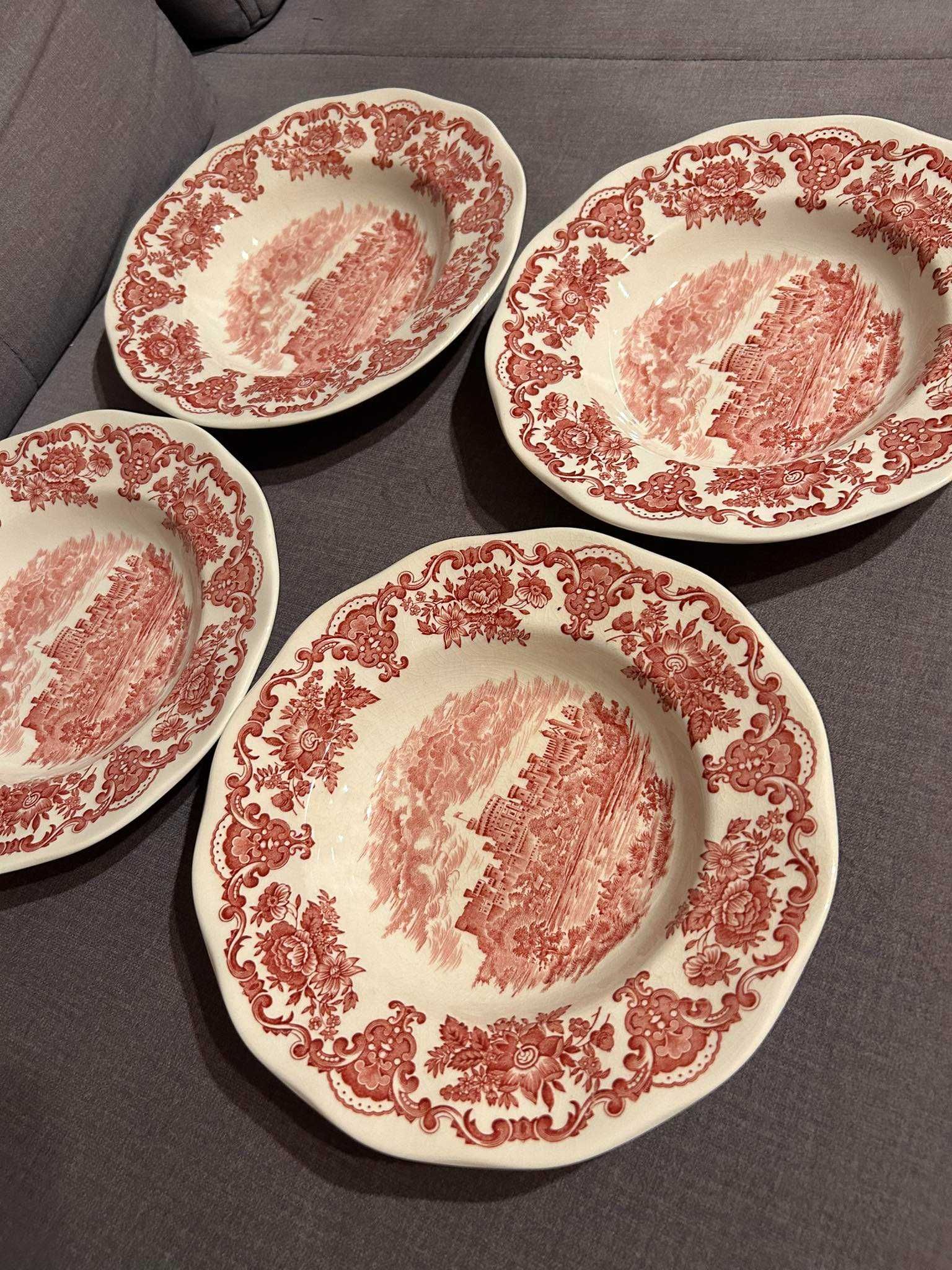 Angielska porcelana różowa talerze głębokie na zupę zastawa stołowa