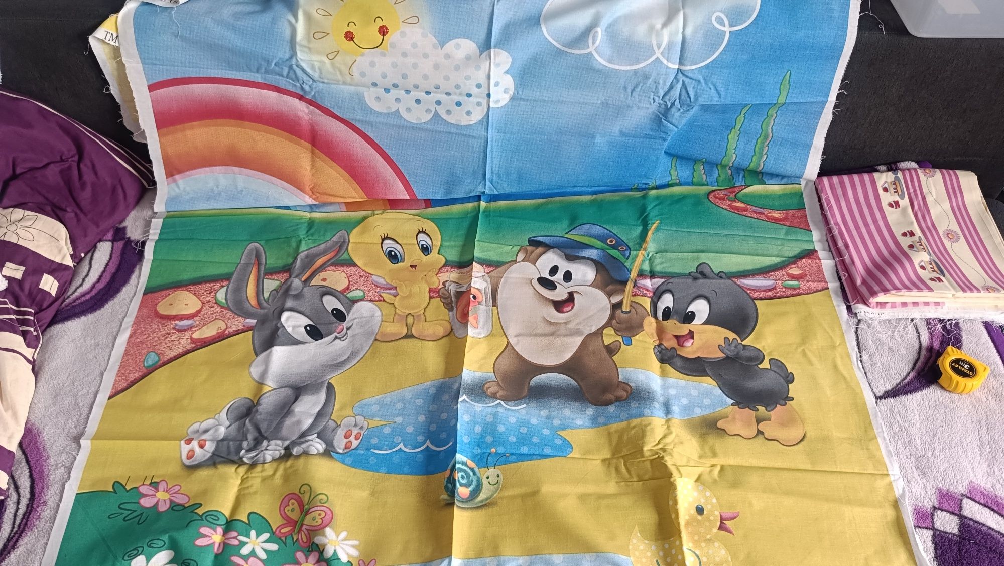 Panele na poduszkę i kołderkę zestaw materiał loony toons tweety