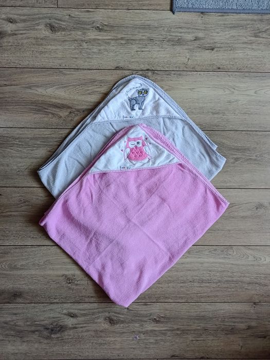 Zestaw ręczniki duże okrycia kąpielowe z kapturem sowa lemur akuku