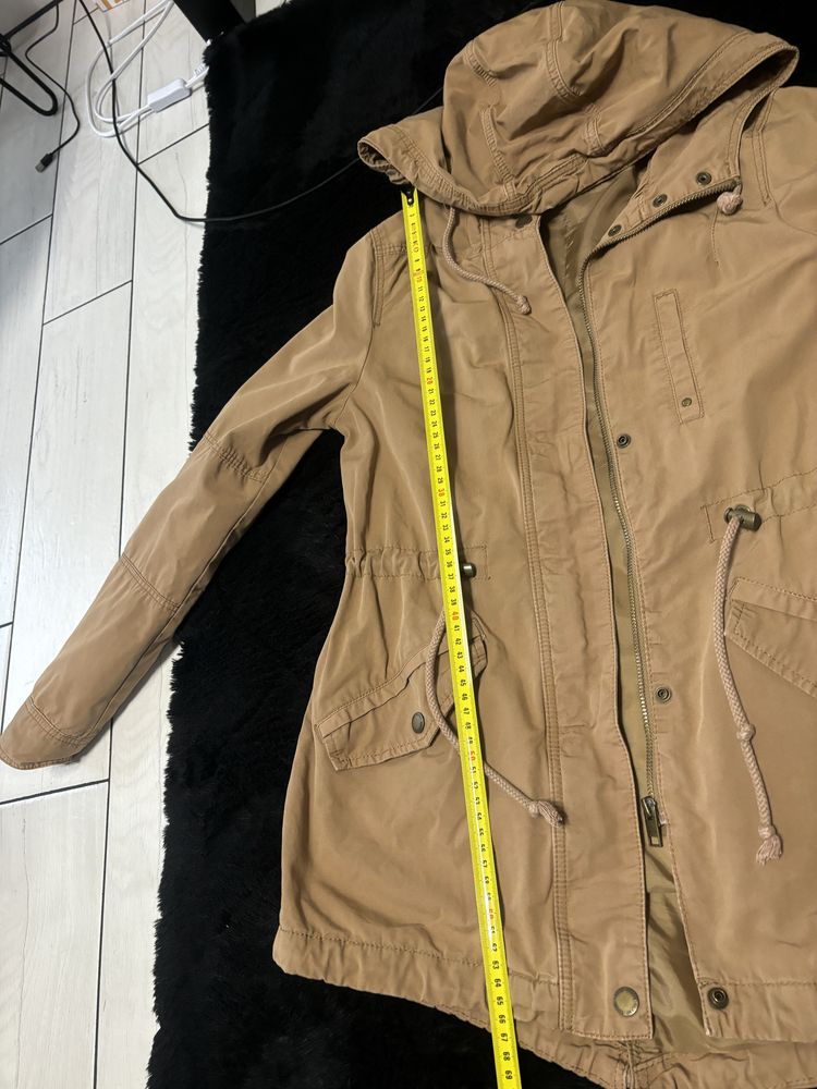 Kurtka XS parka cappuccino - beż jesienna kurtka trencz