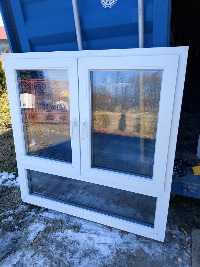 Okno 130x130 złoty dąb nowe 3 szybowe rozwierno uchylne ruchomy slupek
