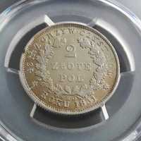 AU50 2 zŁote 1831 "Ł" PROSTA kreska Powstanie Listopadowe zł PCGS