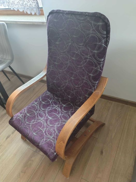 Fotel 2 szt krzyżak drewniany fioletowy