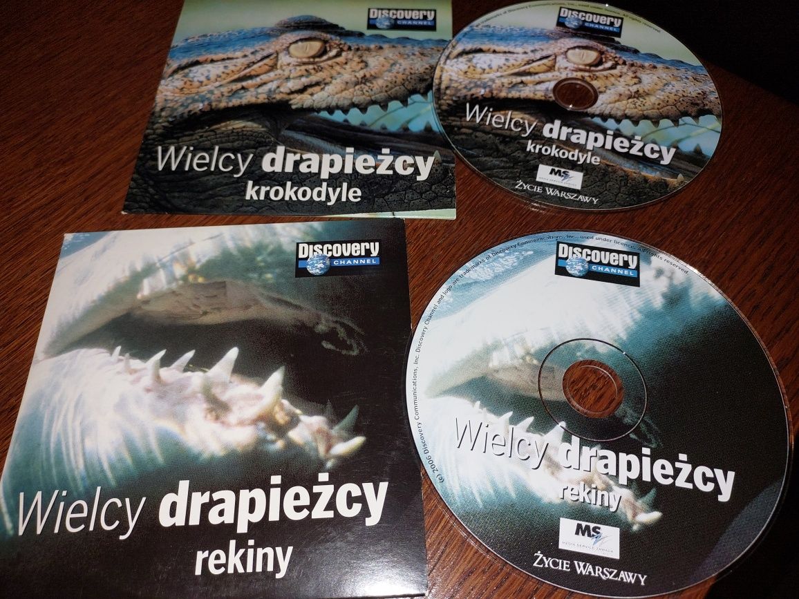 Film VCD Discovery Channel Wielcy Drapieżnicy Rekiny Krokodyle 2szt=16