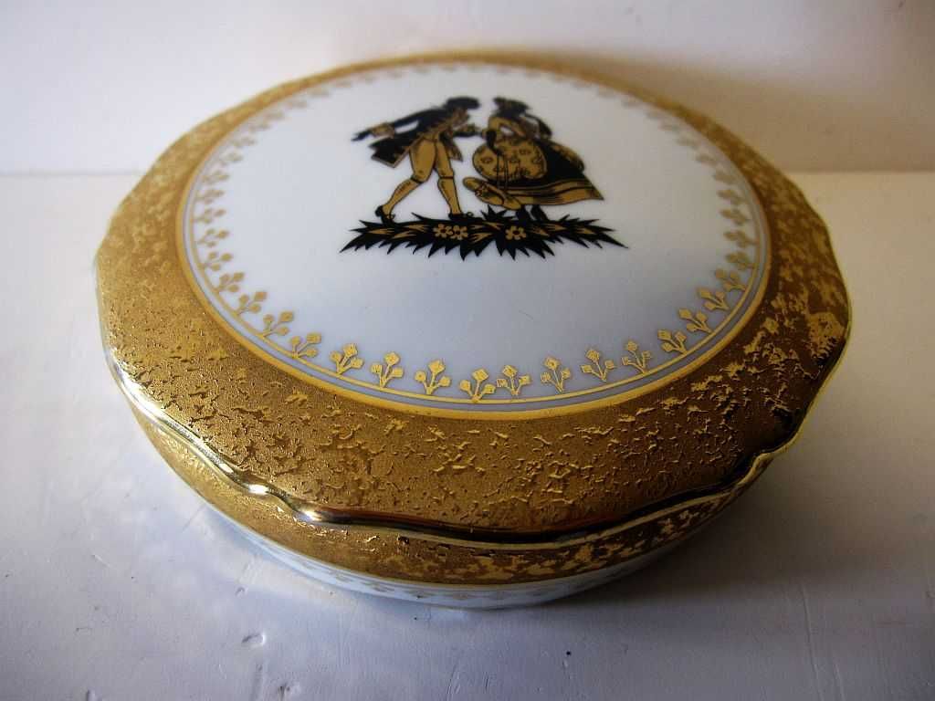 vintage caixa em porcelana francesa de Limoges-motivo Rococó + dourada