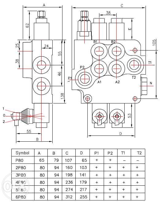 Rozdzielacz hydrauliczny 1 sekcyjny 80L