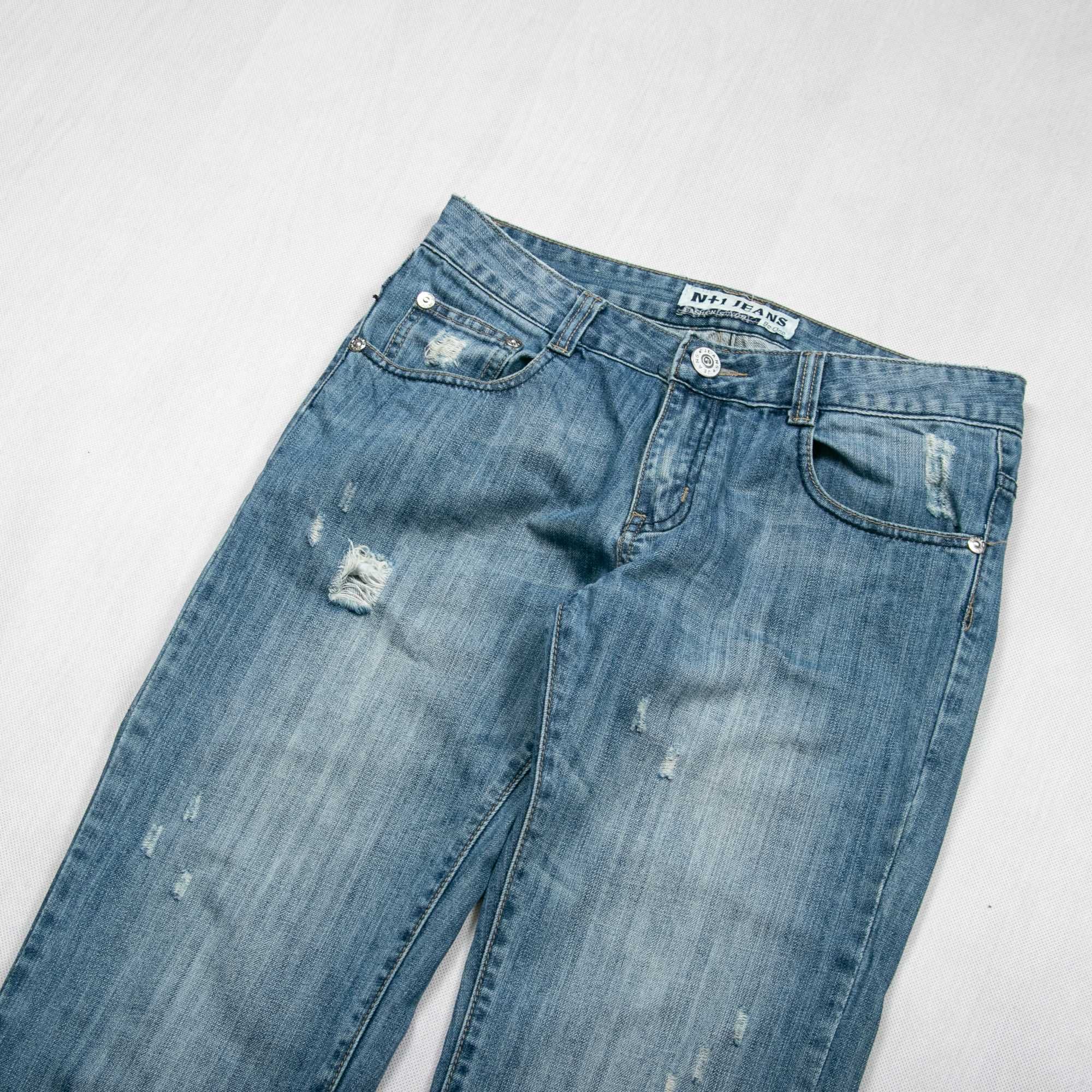 N+1 jeans y2k krzyże spodnie jeansowe 32us niski stan