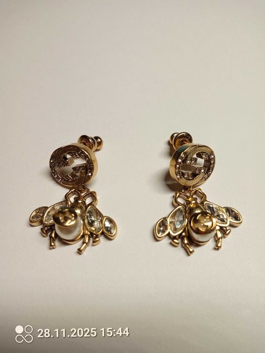 Kolczyki Gucci pszczoła z kamieniami swarovskiego  z mosiądzu