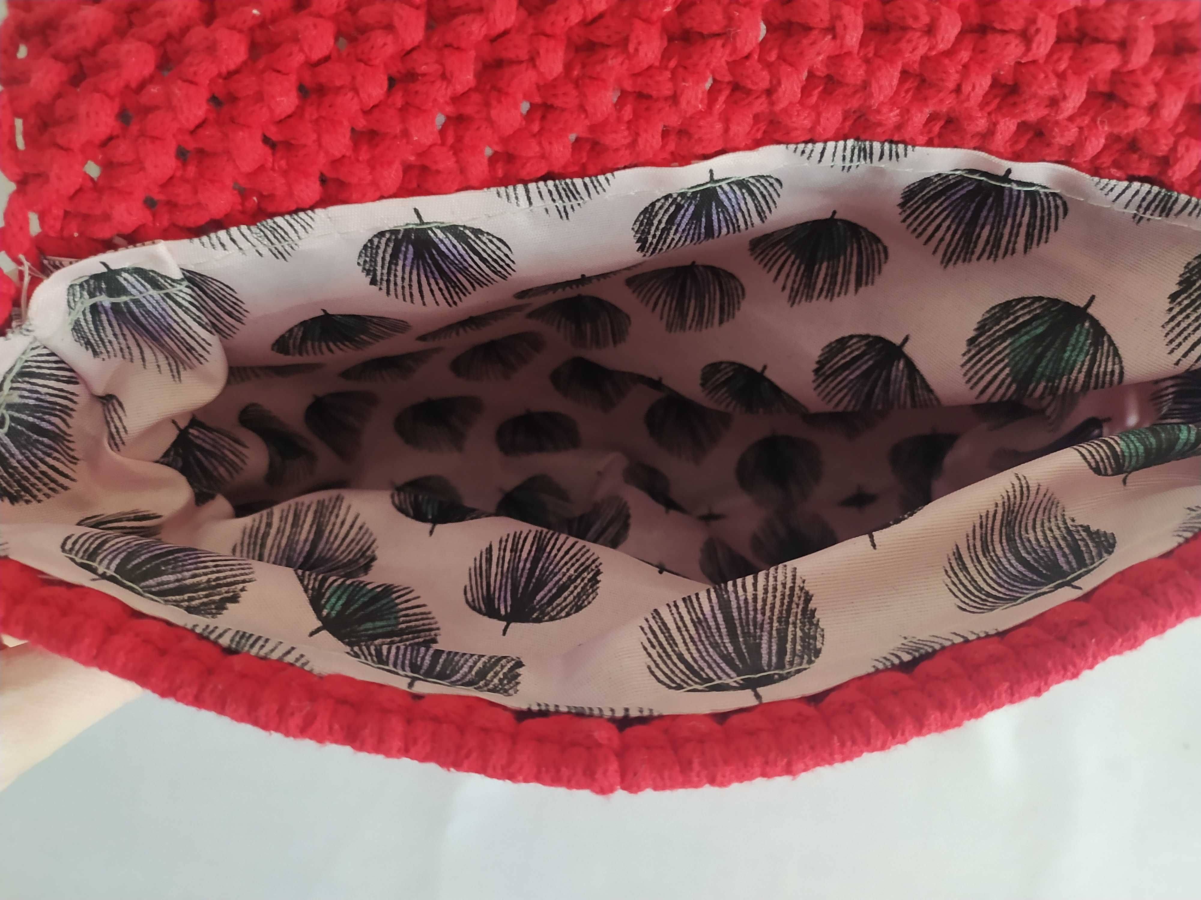 Torebka czerwona na ramię ze sznurka boho makrama