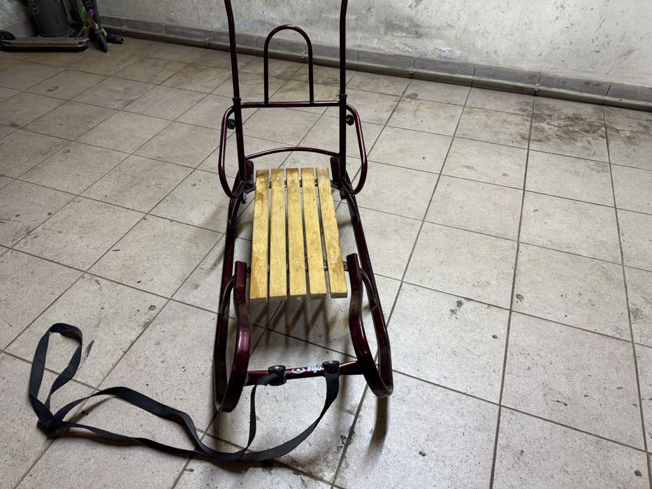 Санки дитячі зі спинкою та ручкою