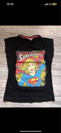 czarna bluzka koszulka t-shirt supergirl
