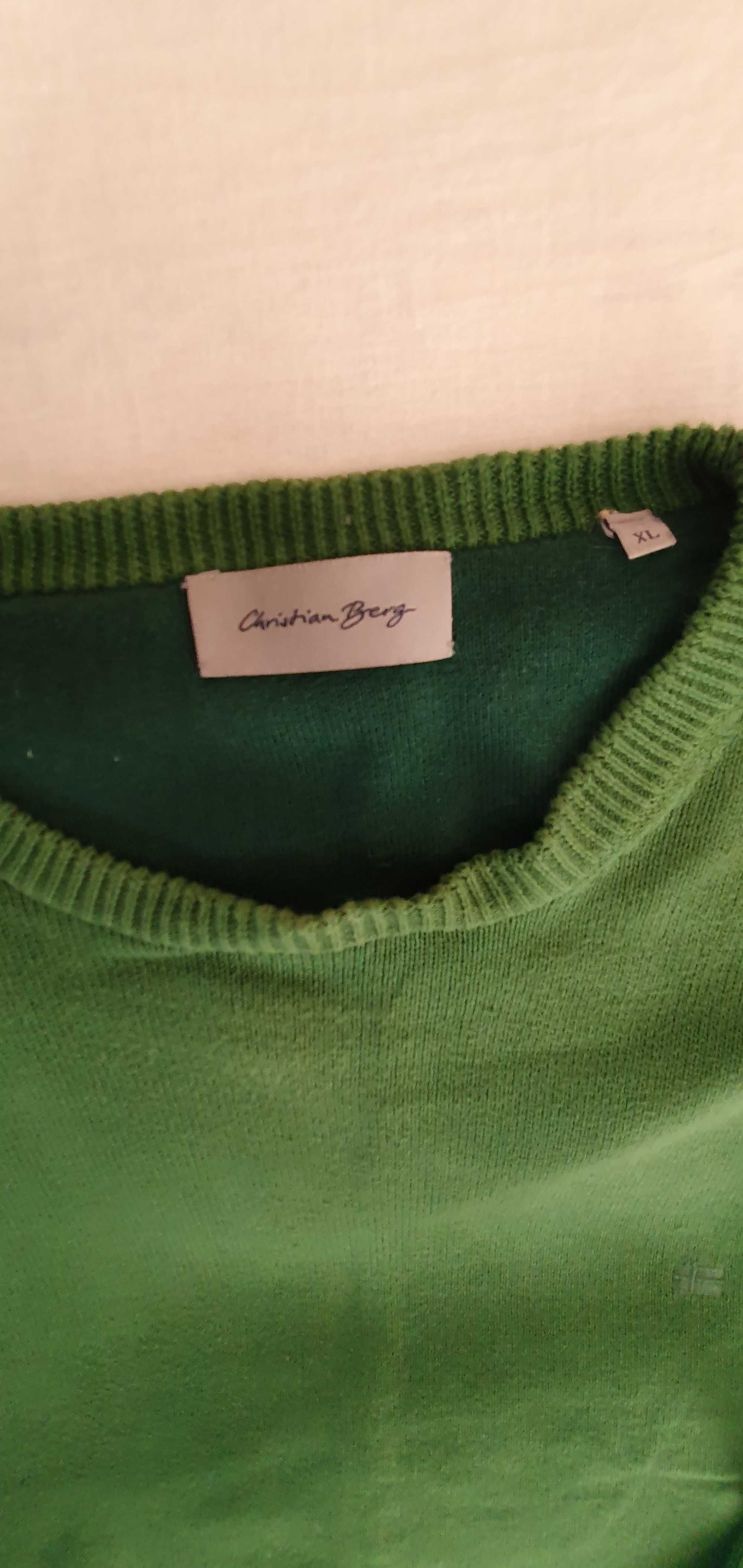 Sweter w okrągły dekolt Christian Berg rozmiar XL w kolorze zielonym