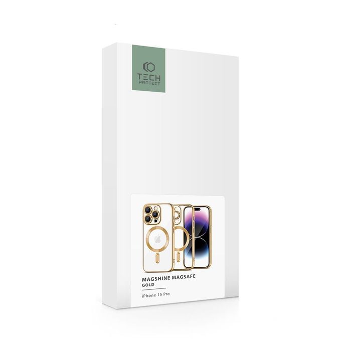 Etui Tech-Protect do iPhone 15 Pro MagSafe Magshine  Gold/Clear