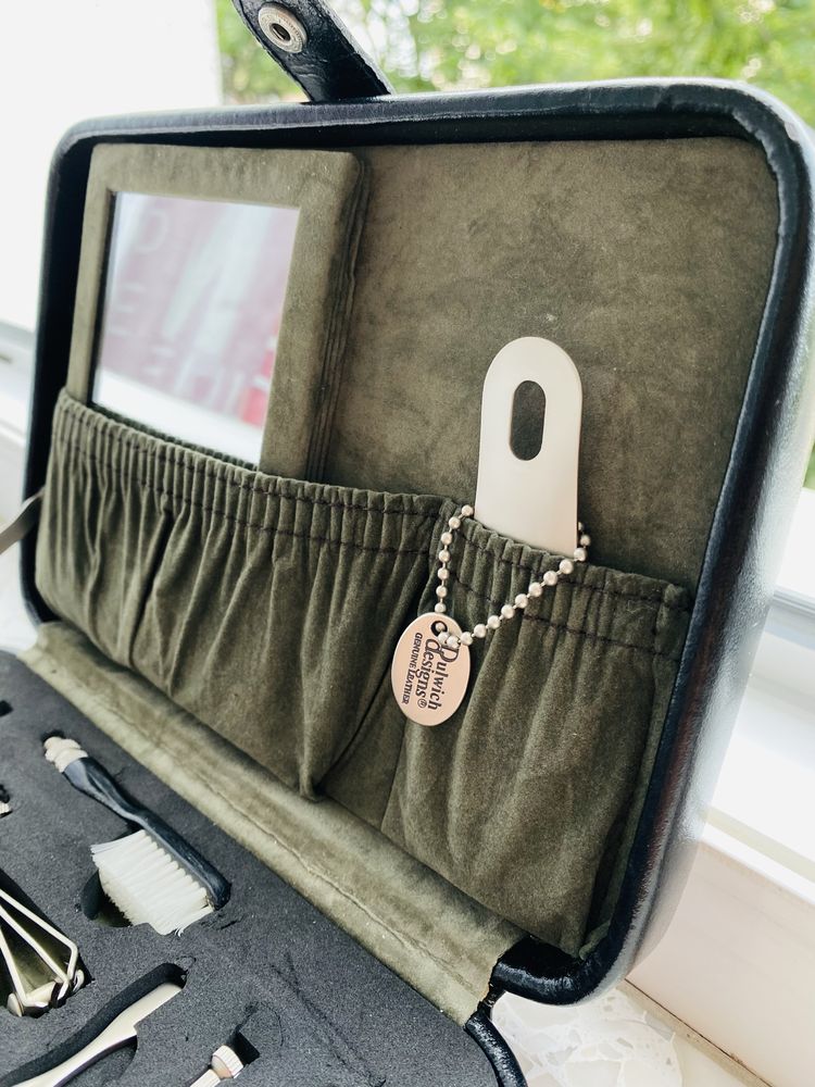 Dulwich Designs Genuine Leather Box Męski zestaw do golenia/podróży
