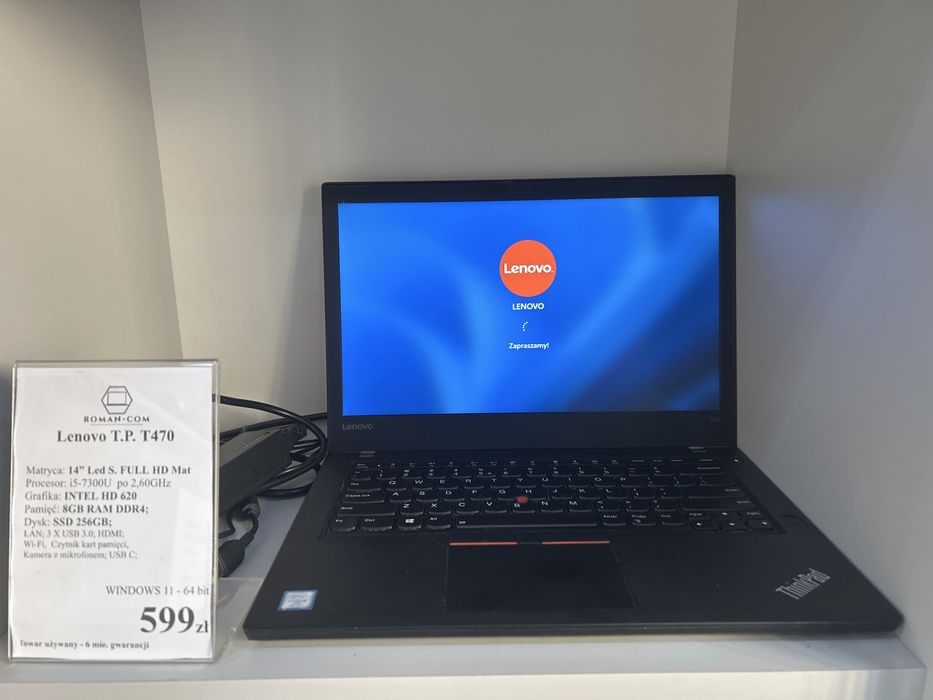 Laptop Poleasingowy Lenovo T470/SSD 256GB/DDR4-8GB/i5-7300 2,6GHz/14"/