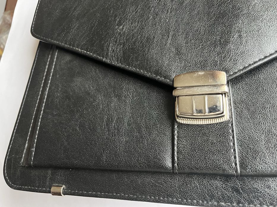 nowa elegancka skórzana Torba biznesowa czarna męska Teczka Aktówka
