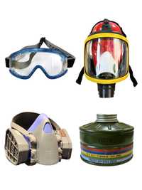 Хим. защита: маска, респиратор, фильтр, перчатки, очки