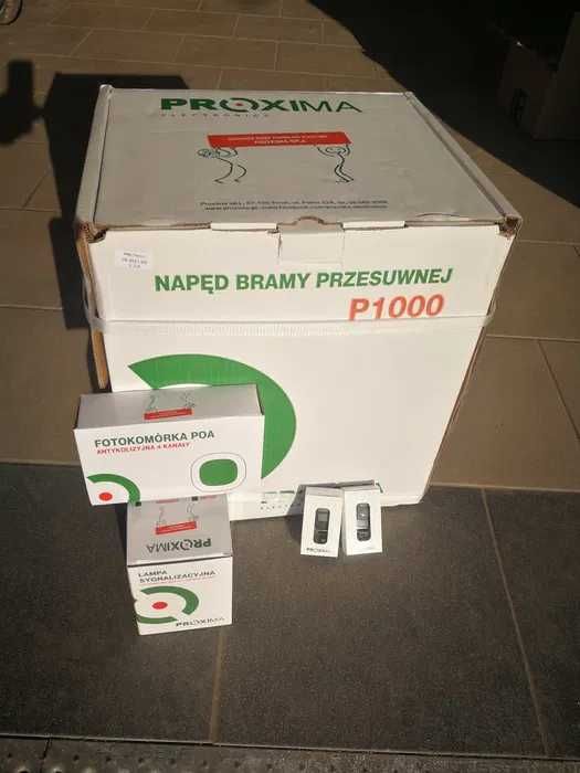 Napęd do bramy przesuwnej, Proxima P1000 - nowy, lampa, fotokomórki