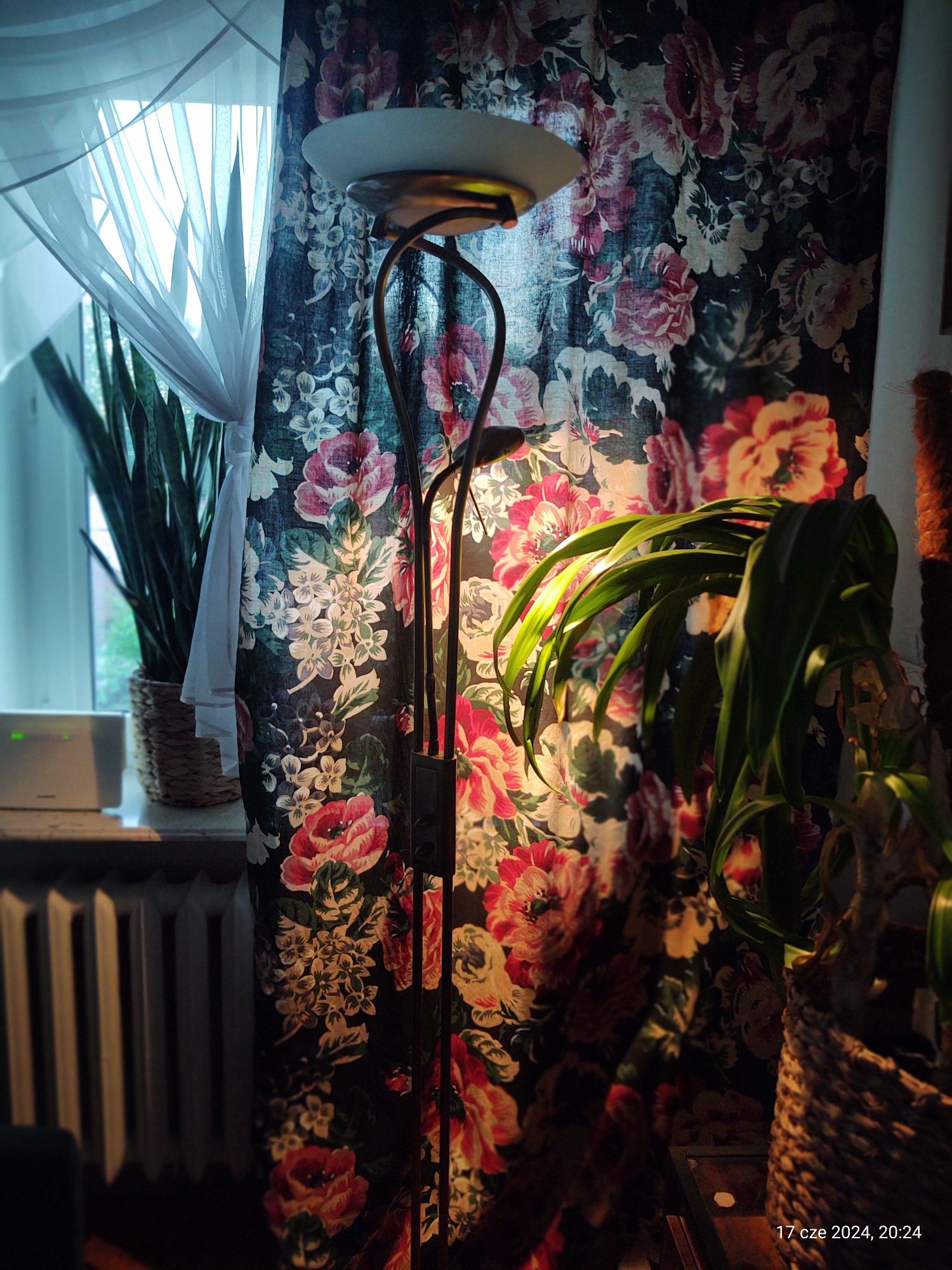 Lampa podłogowa miedź stare złoto