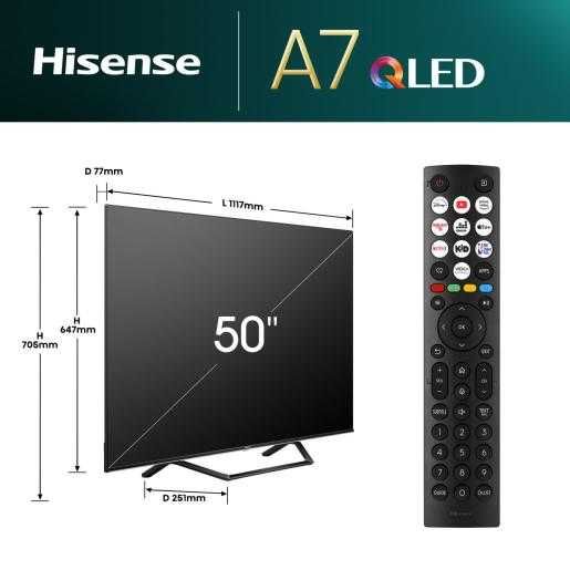 TV 50" QLED Hisense 50A7NQ UltraHD 4K SmartTV Wi-Fi 5GHz OS VIDAA U7.6