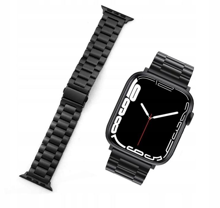 Stalowa Bransoleta Opaska APPLE Watch 44 / 45 / 46 / 49 MM Czarna
