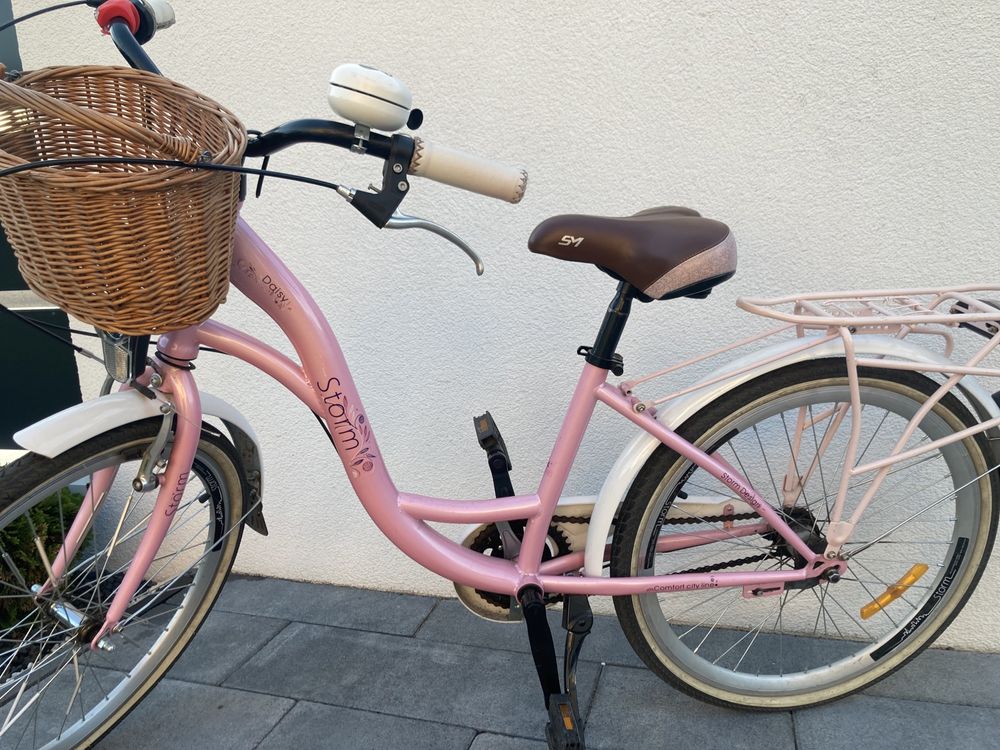 Rower miejski „pudrowy róż” dla dziewczynki