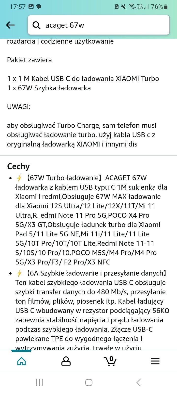 Szybka ładowarka USB 67W