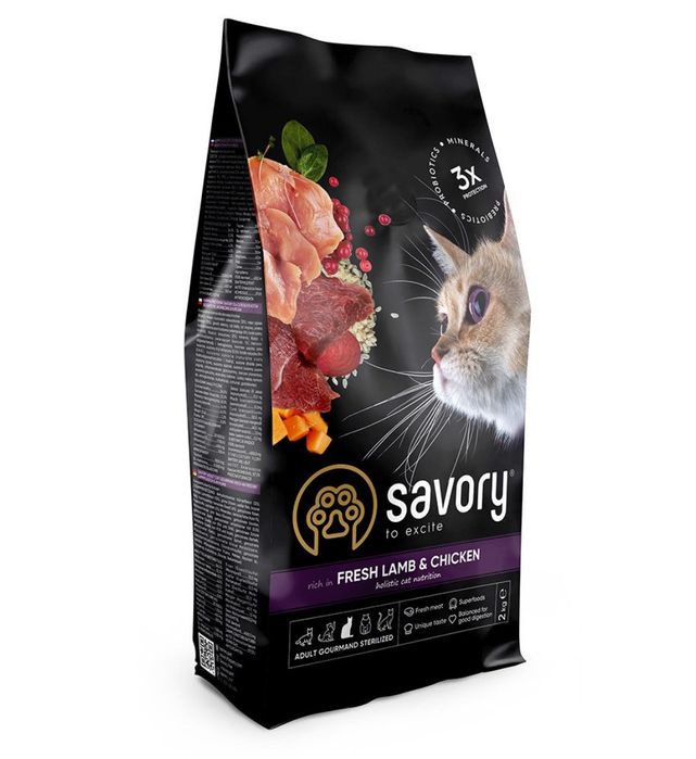 Сухий корм для котів Savory Adult Cat Steril Fresh 2 кг - ягня та курк