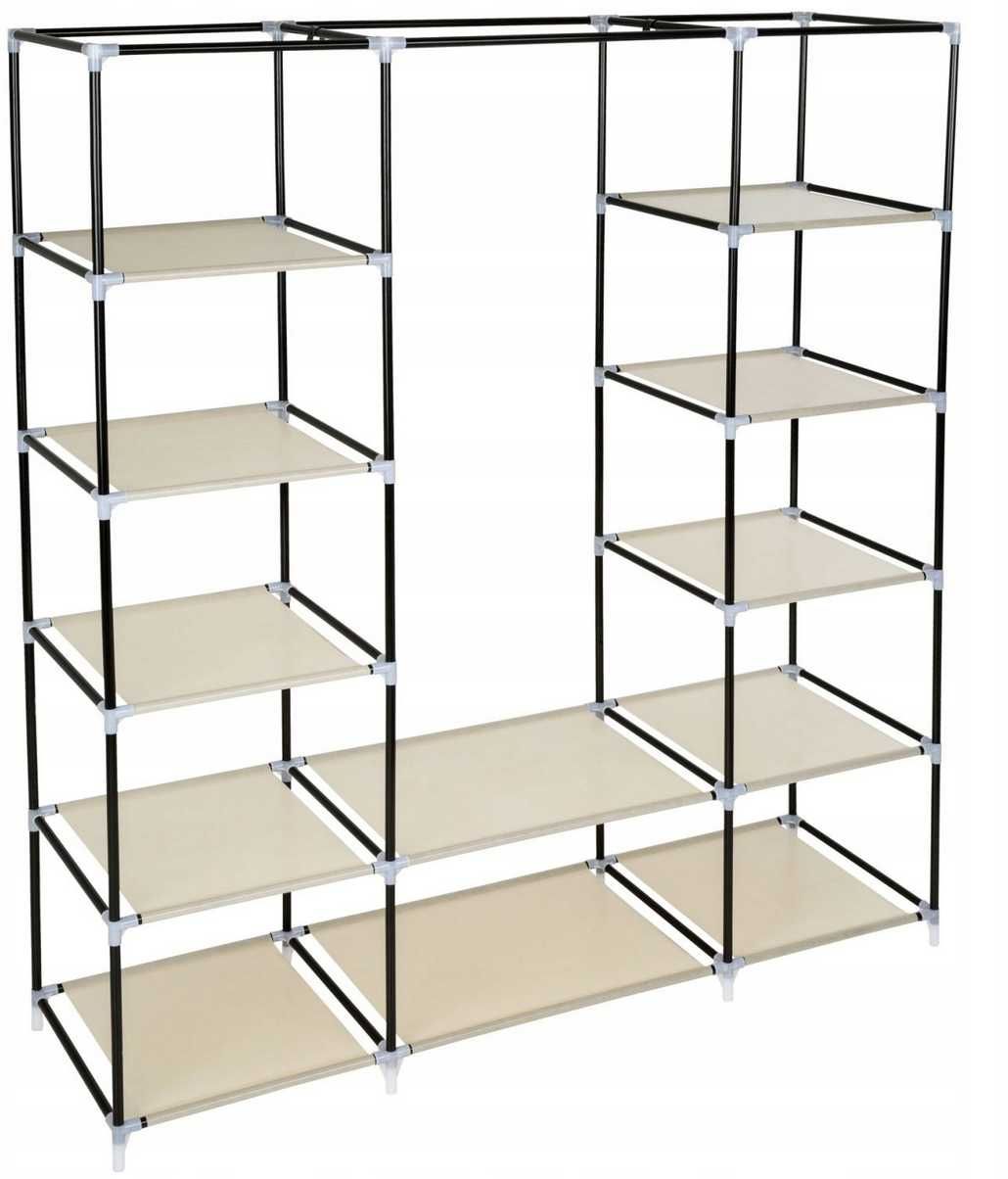 Szafa tekstylna składana ubraniowa z 12 półkami 150x175x45cm