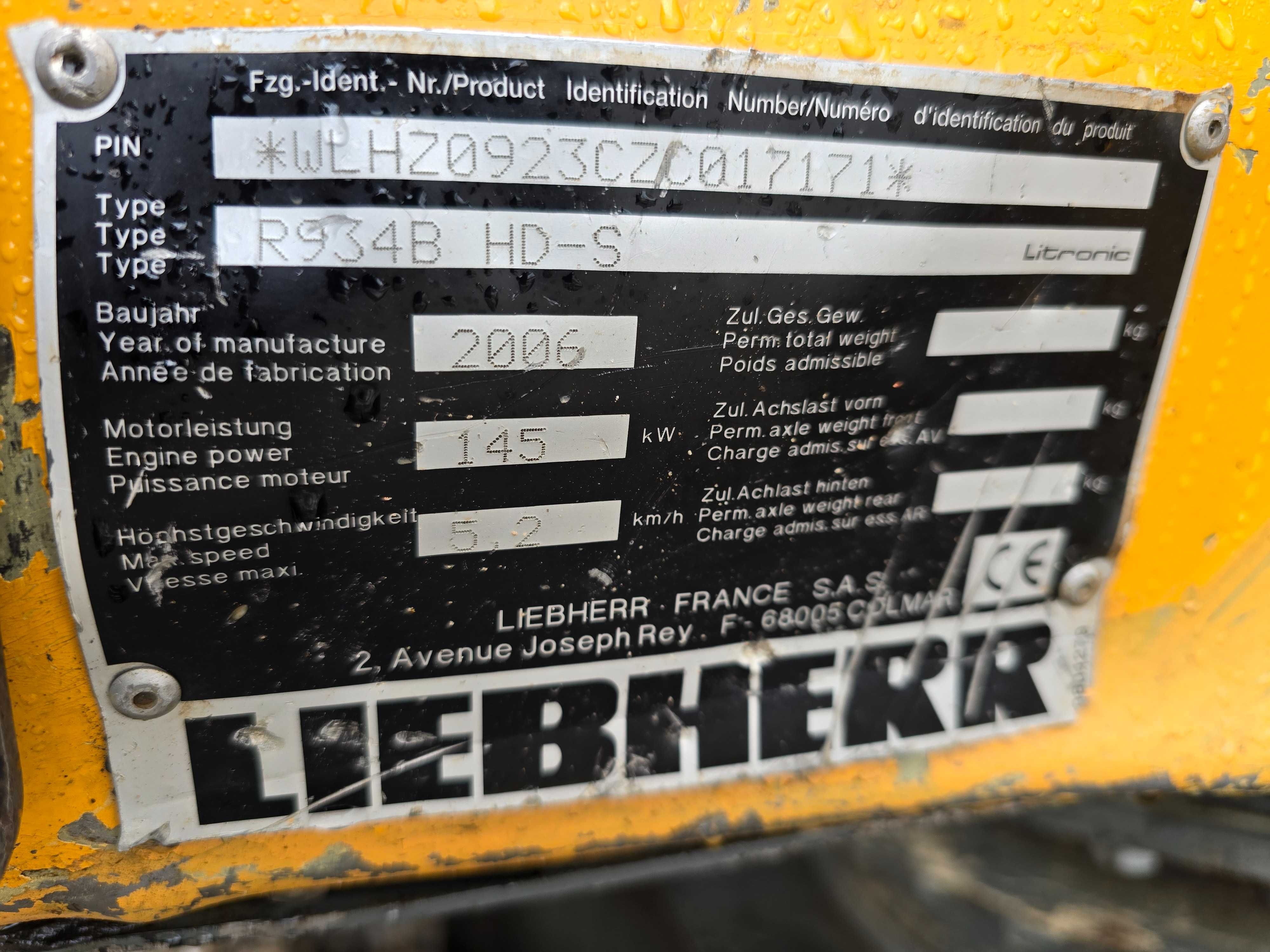 Liebherr 934, koparka gasienicowa