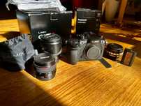 Panasonic GH5M2 + Lumix G 12–35/2.8 + Meike 6,5mm + akcesoria